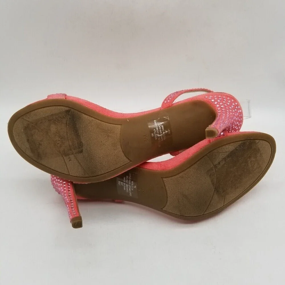 Marc Fisher‎ Women Pink Rhinestone Betila Heel sandals 9.5